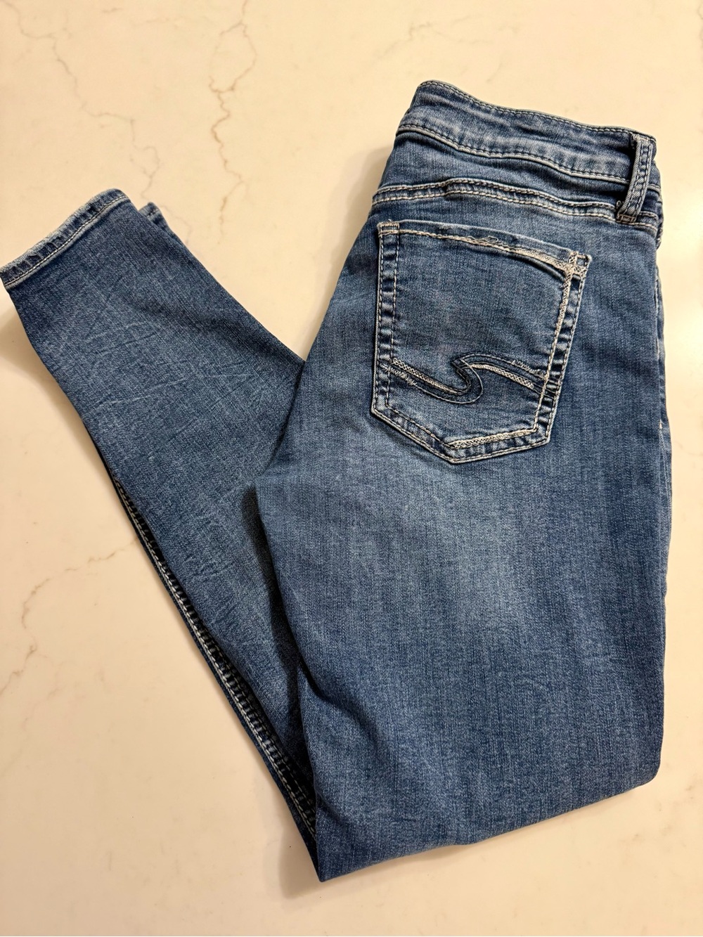 Silver Jeans Light-Mid Blue Skinny Denim